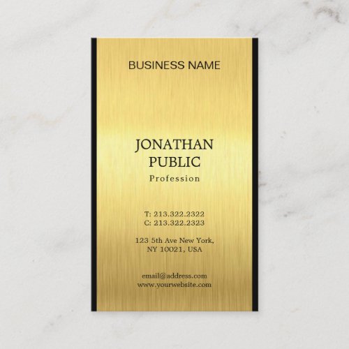 Elegant Black Gold Professional Chic Luxury Plain Business Card