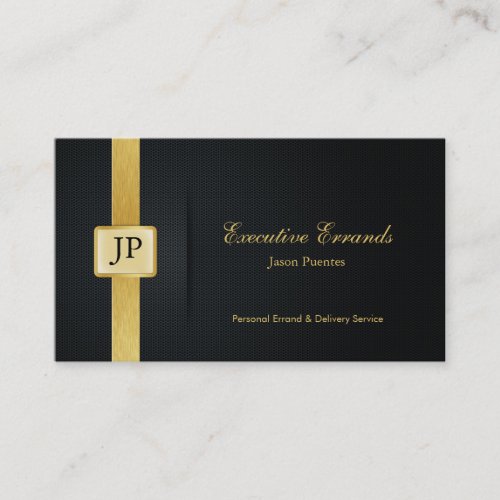 Elegant Black  Gold Professional Errand Service Business Card