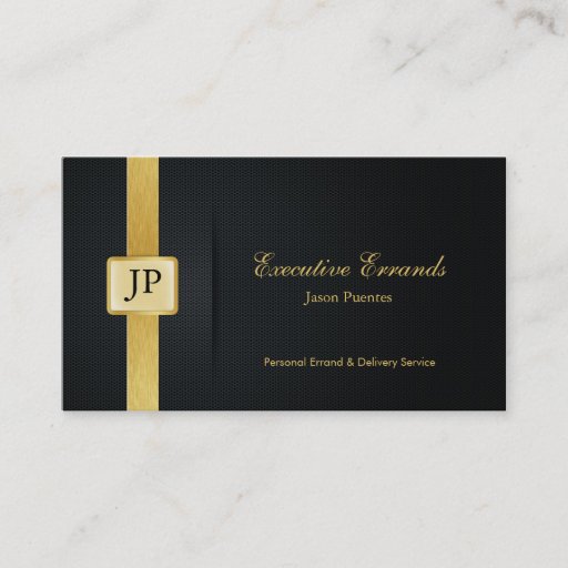 Customizable Elegant Black &amp; Gold Professional Errand Service Business Card Template