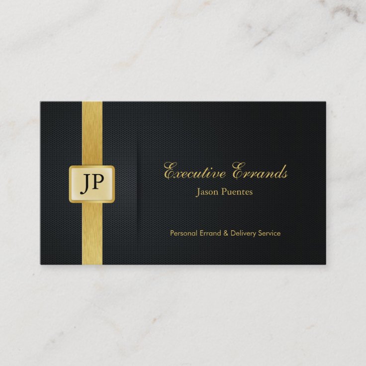 Elegant Black & Gold Professional Errand Service Business Card Zazzle