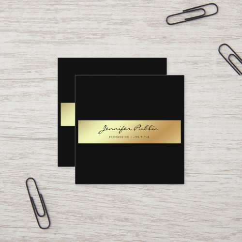 Elegant Black Gold Professional Modern Chic Square Business Card