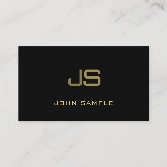 Elegant Black Gold Professional Modern Monogram Business Card (Front)
