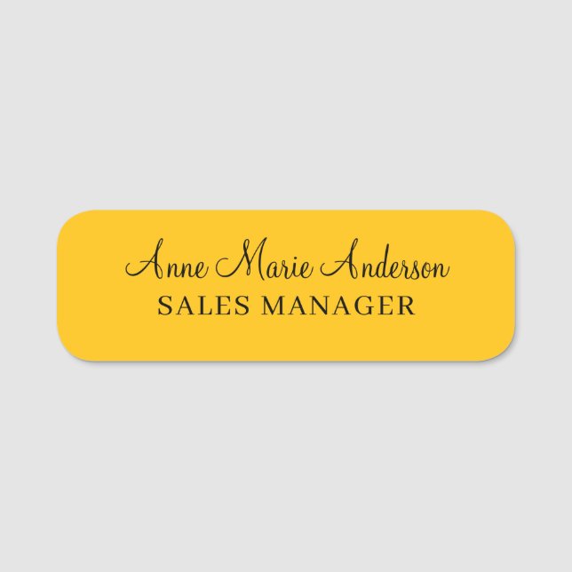 Elegant Black Gold Professional Name  Tag (Front)