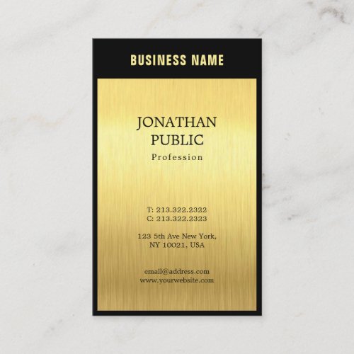 Elegant Black Gold Professional Plain Luxury Chic Business Card