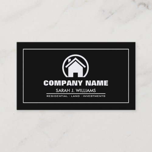 Elegant Black &amp; Gold Professional Real Estate Business Card