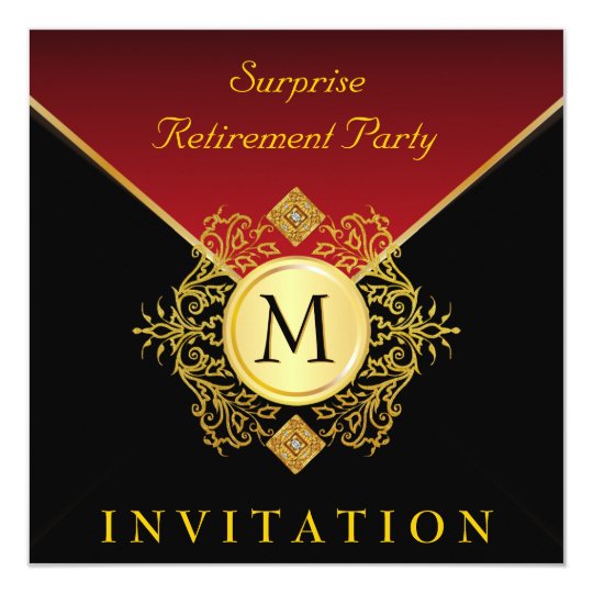 Elegant Black Gold Red Monogram Special Occasion Card