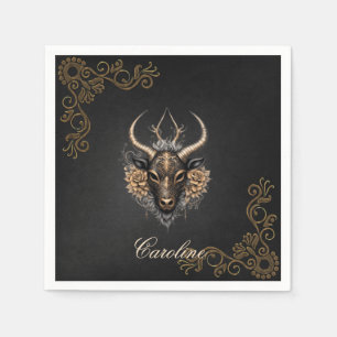 Elegant black gold reindeerhaed napkins