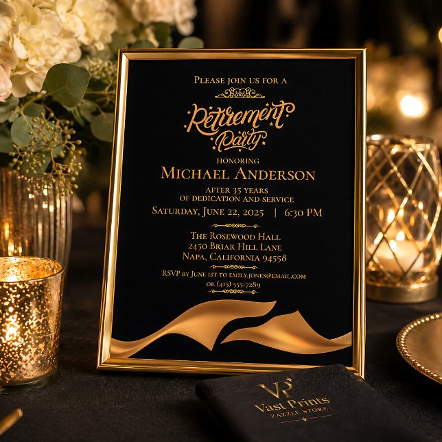 Elegant Black Gold Retirement Party Invitation (Elegant Black Gold Retirement Party Invitation
)