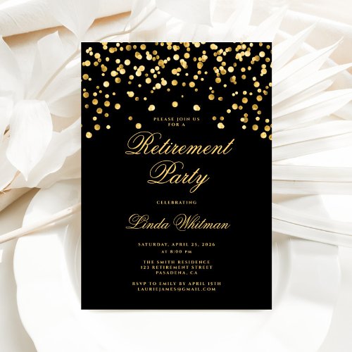 Elegant Black & Gold Retirement Party