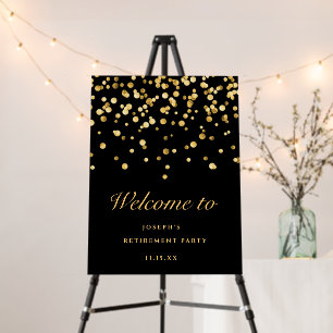 Elegant Black Gold Retirement Party Welcome Sign