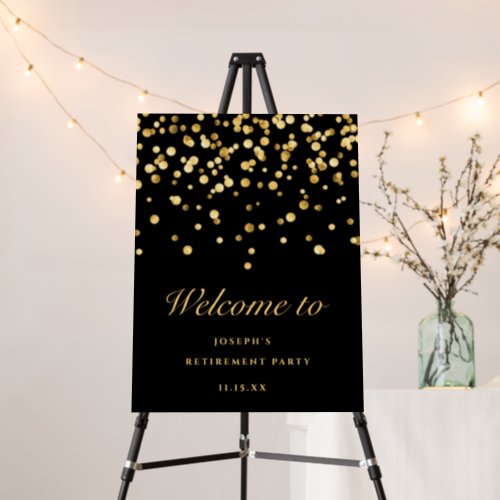 Elegant Black Gold Retirement Party Welcome Sign