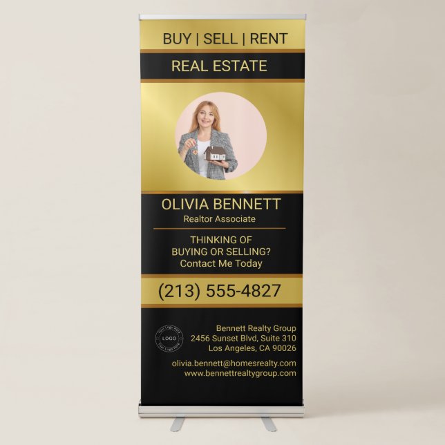 Elegant Black & Gold Retractable Banner (Front)