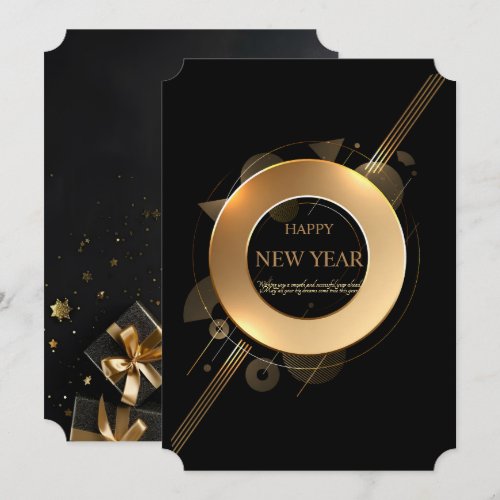 Elegant Black & Gold Ring 5" x 7" Luxury New Year Holiday Card