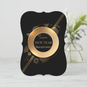 Elegant Black & Gold Ring 5" x 7" Luxury New Year Holiday Card