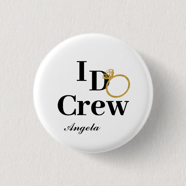 Elegant Black & Gold Ring I Do Crew Bridal Shower Button (Front)