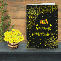 Elegant Black Gold Roses 40th Wedding Anniversary