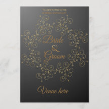 Elegant Black & Gold Royal Wedding Invite