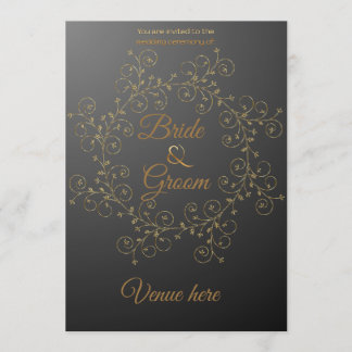 Elegant Black & Gold Royal Wedding Invite