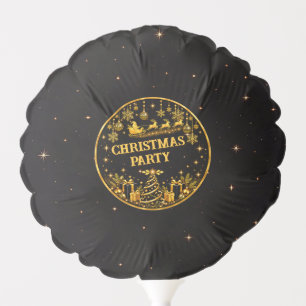 Elegant Black Gold Santa Christmas Party Balloon