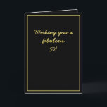 Elegant Black & Gold Script Brother 50th Birthday Card<br><div class="desc">Elegant Black & Gold Script Brother 50th Birthday, a beautiful design intended for anyone looking for beautiful birthday cards for brother, birthday cards for elder brother or birthday cards for younger brother, this one would be cool. The design features a nice black background with some personalizable text, you could put...</div>