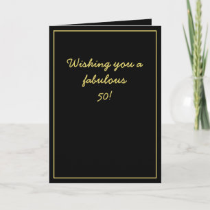 Elegant Black & Gold Script Brother 50th Birthday Card
