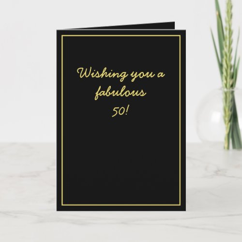 Elegant Black  Gold Script Brother 50th Birthday Card