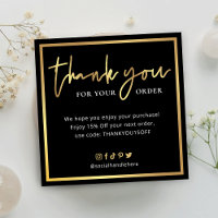 Elegant Black & Gold Script Logo Thank You Order
