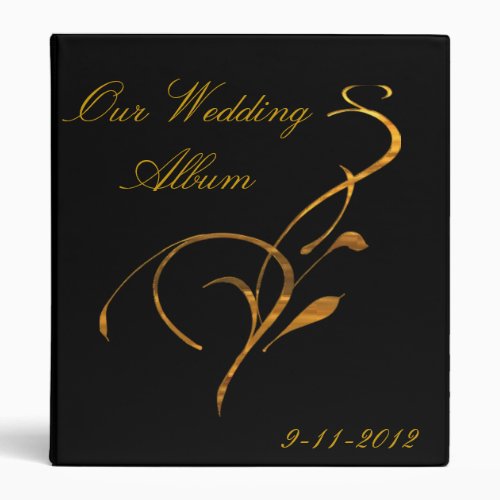 Elegant Black Gold Scroll Wedding Photo Album Binder