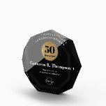 Elegant Black Gold Seal 50 Years of Service Award<br><div class="desc">Celebrate an extraordinary milestone with this elegant black crystal 50 Years of Service award. Designed with a gold-inspired badge, personalized name engraving, and space for your company logo, this premium recognition plaque is perfect for honoring dedication, leadership, and long-term commitment. Ideal for corporate anniversaries, employee appreciation events, retirement celebrations, and...</div>