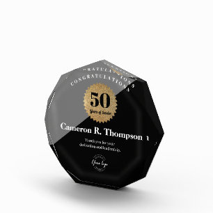 Elegant Black Gold Seal 50 Years of Service Award