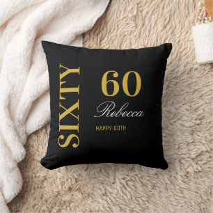 Elegant Black & Gold Sixty 60th Birthday Custom Throw Pillow