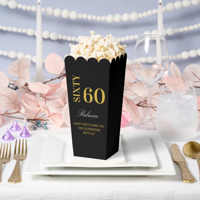 Elegant Black & Gold Sixty 60th Birthday Party  Favor Boxes (Wedding)