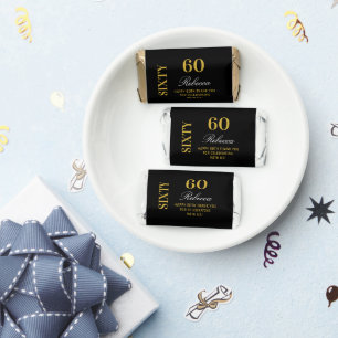Elegant Black & Gold Sixty 60th Birthday Party  Hershey's Miniatures