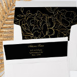 Elegant Black Gold Sketched Floral Return Address Envelope<br><div class="desc">Personalized envelopes with elegant floral pattern and your return address pre-printed on the flap. Delicate and glamorous at the same time, these envelopes will suit many occasions. Inside, the design features a finely sketched flowers in gold on a black background. Outside, the flap has a matching black band with your...</div>