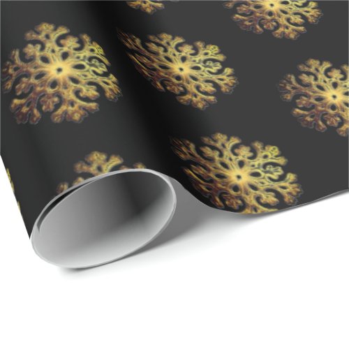 Elegant Black Gold Snowflake Christmas Wrapping Paper