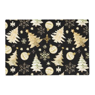 Elegant Black Gold Snowflakes Christmas Tree Balls