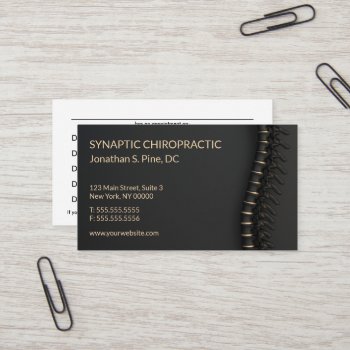 Elegant Black & Gold Spine Chiro Appointment Card by chiropracticbydesign at Zazzle