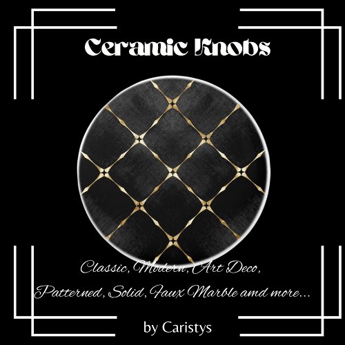 Elegant Black  Gold Squares Ceramic Knob