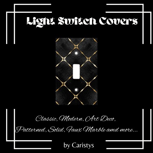 Elegant Black  Gold Squares Light Switch Cover