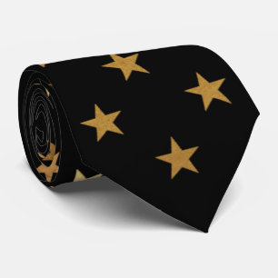 Elegant black gold star pattern tie