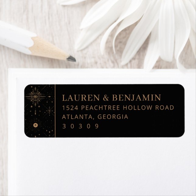 Elegant Black Gold Stars Label (Insitu)