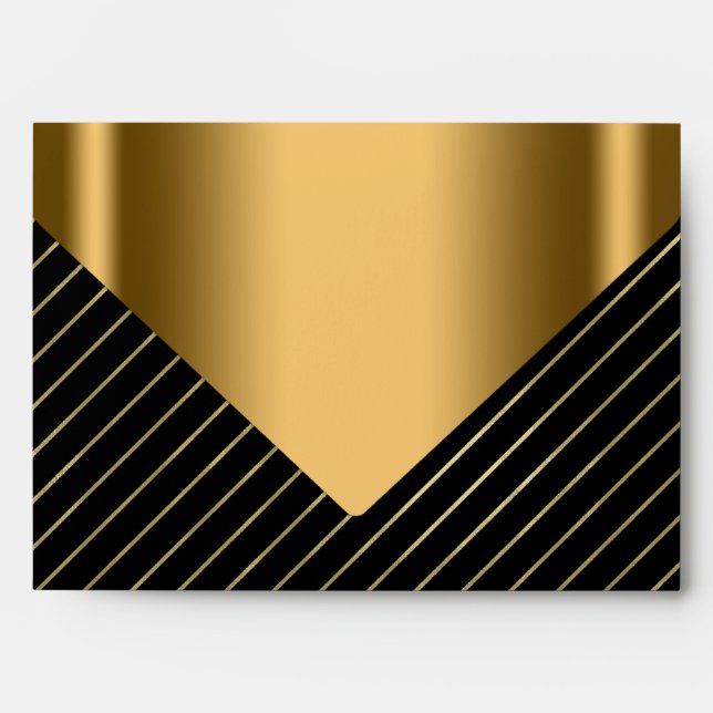 Elegant Black Gold Stripe Envelope (Front)