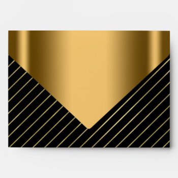 Elegant Black Gold Stripe Envelope by decembermorning at Zazzle