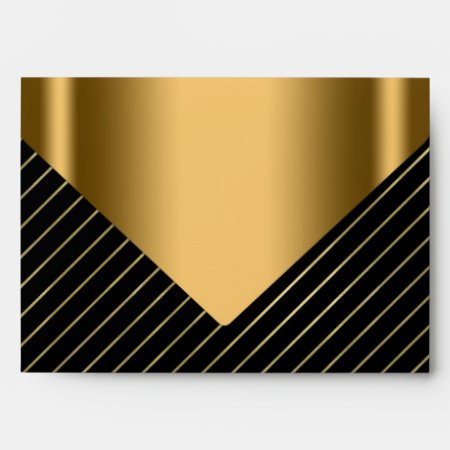 Elegant Black Gold Stripe Envelope