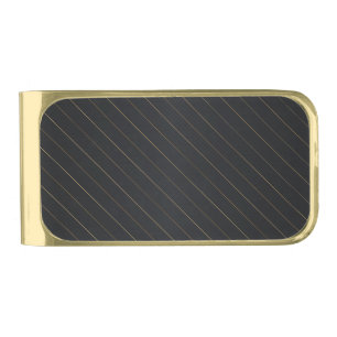 Elegant Black Gold Striped Gold Finish Money Clip