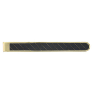 Elegant Black Gold Striped  Gold Finish Tie Bar