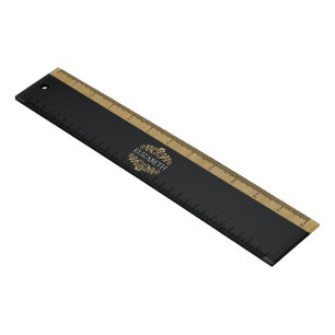 Elegant Black Gold Stylish Monogram Ruler