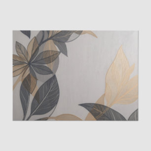 Elegant Black Gold Stylized Leaf Botanical Pattern Tissue Paper