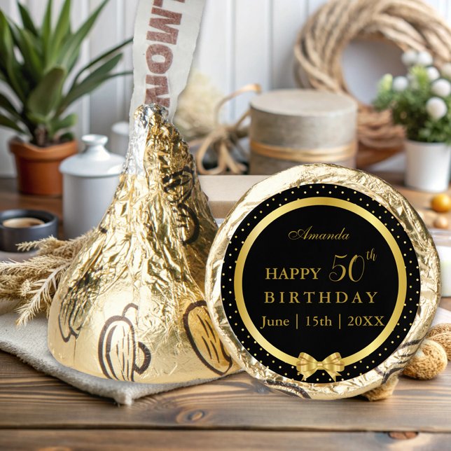Elegant Black & Gold Surprise Birthday Party Hershey®'s Kisses® (Creator Uploaded)
