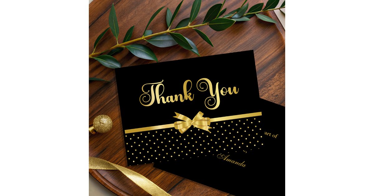 Elegant Black & Gold Surprise Birthday Party Thank You Card | Zazzle